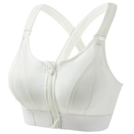 Wdfiry Women s Seamless Sports Bra Zipper Front Plus Size Yoga Lingerie Bras Racerback High Impact Workout Crop Tops