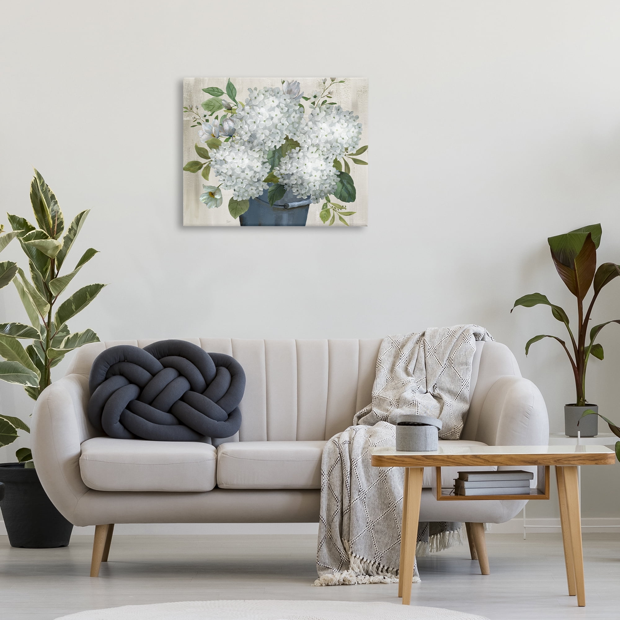 Stupell Industries Country Hydrangea Vase Botanical & Floral Painting Gallery Wrapped Canvas Art Print Wall Art, 30 x 24