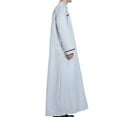 thumbnail image 5 of Mens Muslim Robe Full Length Long Sleeve Nightshirt Plain Muslim Kaftan Thobe Sale Clearance Button Muslims Dresses with Pockets Ethnic Thobe Lounge Long Muslim Gown Jubba Sarong for Men, 5 of 6
