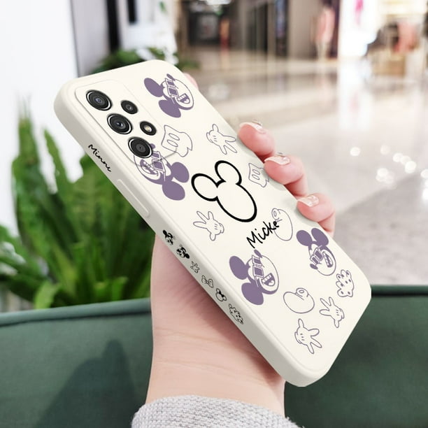 Funda De Teléfono Happy Mouse Para Samsung Galaxy A54 A34 A24 A14 A04 A04S A04E 4G 5G Silicona Líquida Con Patrón Lateral Gao Jiahui unisex