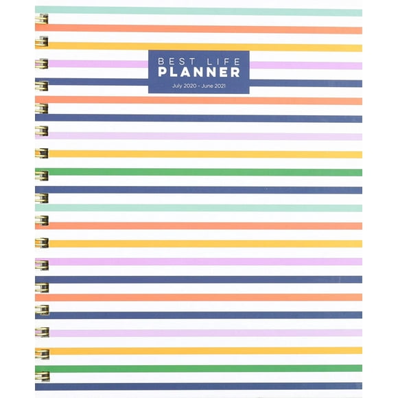 July 2020 - June 2021 Preppy Stripe Best Life 7"x9" Daily Weekly Monthly Luxe Planner