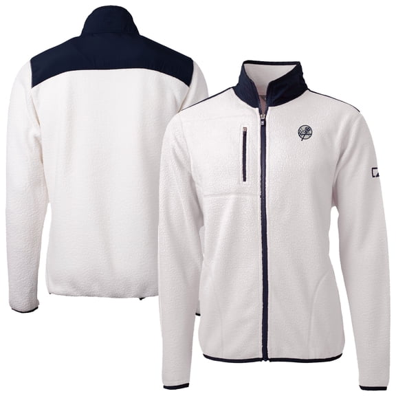 Men's Cutter & Buck White New York Yankees Cascade Eco Sherpa Fleece Full-Zip Jacket