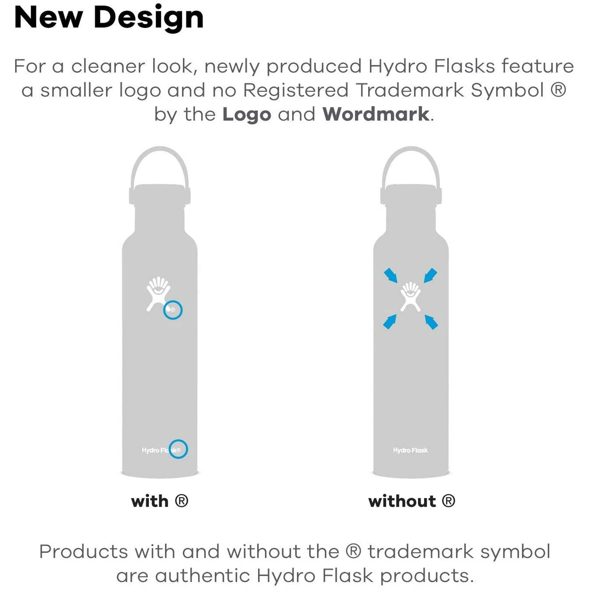 Hydro Flask Water Bottle - Stainless Steel & Vacuum Insulated - Standard Mouth 2.0 with Leak Proof Flex Cap - 24 oz, New Design - Lilac