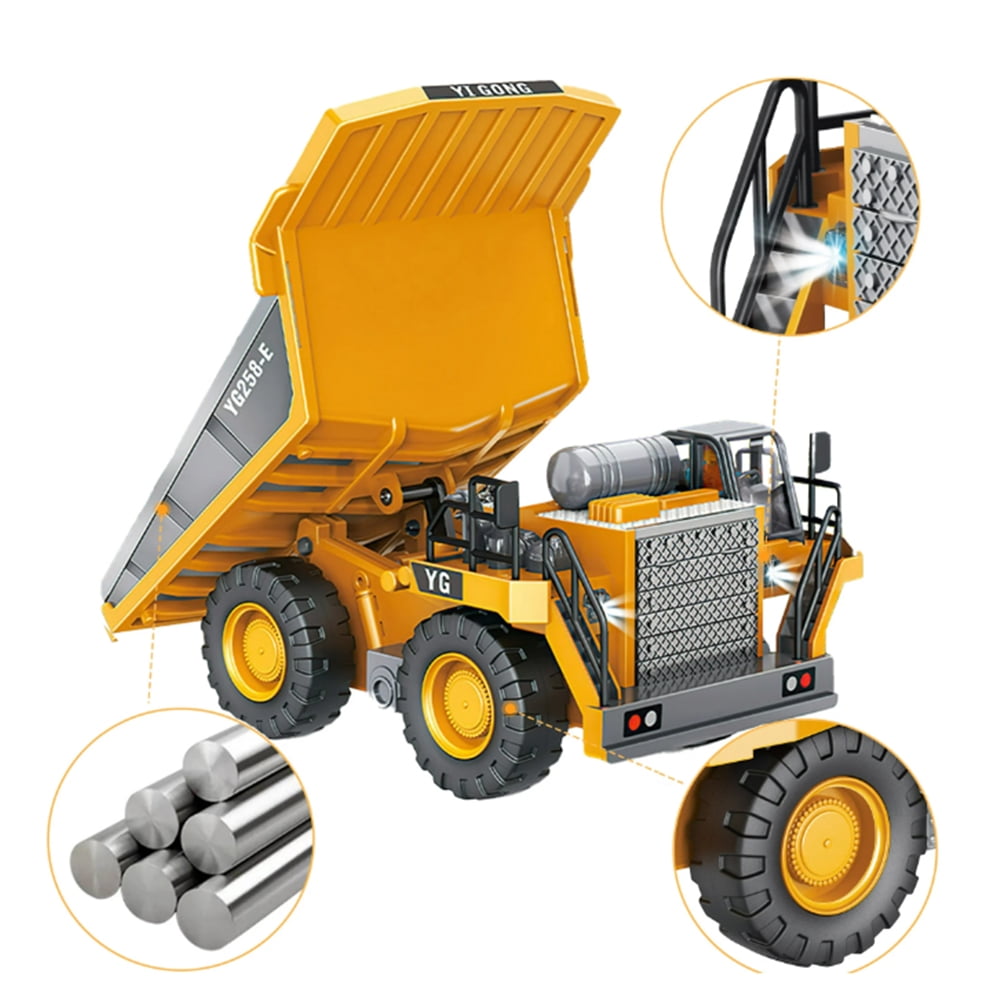 1047 Children 2.4G ，9CH Remote Control Model Car Toys Dump Truck Vehicle Christmas Birthday Gifts，1 Battery