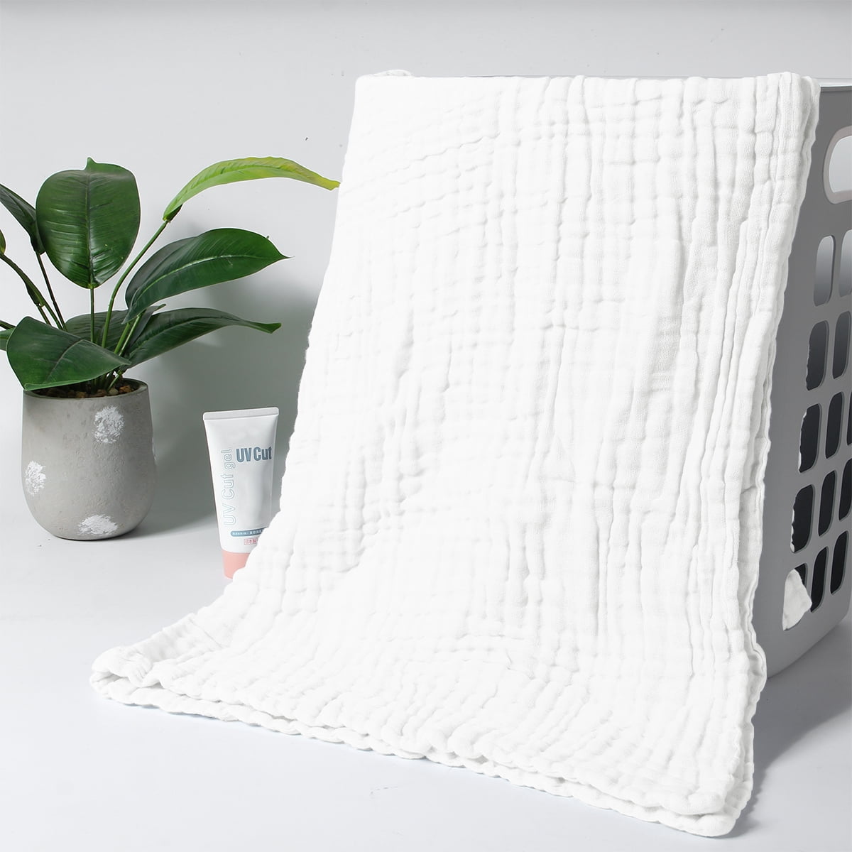 Muslin Cotton Baby Towel 2 Pcs Soft Baby Bath Towel White Newborn Washcloths and Towels