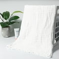 thumbnail image 3 of Muslin Cotton Baby Towel 2 Pcs Soft Baby Bath Towel White Newborn Washcloths and Towels, 3 of 7