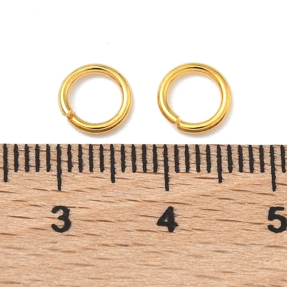 Brass Open Jump Rings Round Cadmium Free Nickel Free Lead Free Golden 7x1mm 18 Gauge Inner Diameter: 5mm 4000pcs/500g