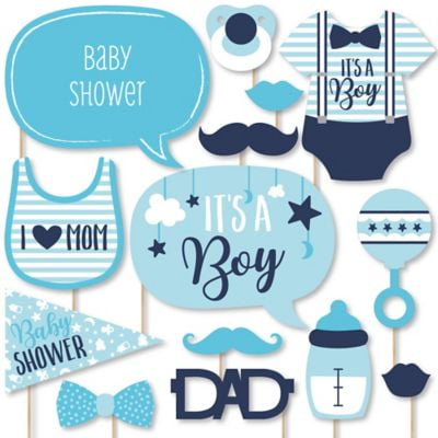 It's a Boy - Blue Baby Shower Photo Booth Props Kit - 20 Count 