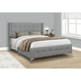 thumbnail image 1 of Monarch Specialties Bed, Queen Size, Platform, Bedroom, Frame, Upholstered, Linen Look, Metal Legs, Grey, Chrome, Transitional, 1 of 3