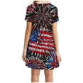 thumbnail image 4 of SMihono Robe d'Été Grande Taille pour Femmes 2023 Mode Jour de l'Indépendance Imprimée Col Rond Manches Courtes, 4 of 6
