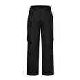 thumbnail image 4 of Wyobmus Men's Cargo Jogger Pants Solid Cotton Casual Multiple Pockets Elastic Waist Long Pants Trousers Black, 4 of 5