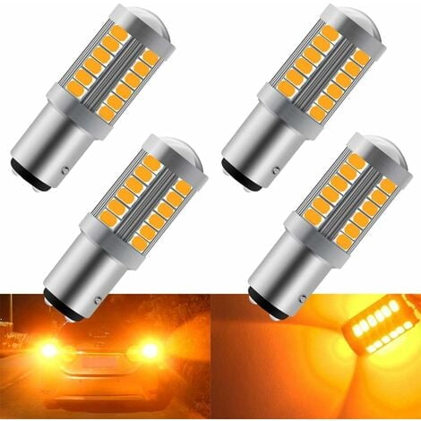 Ambre 1157 BA15D P21/5W 5630 33SMD Ampollas LED Canbus de Voiture 900LM Super Bright Feu de Clignotants Avant et Arrière Clignotants Ampollas 12-30V 3.6W(4 piezas)