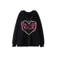 thumbnail image 1 of Abrigo con capucha Sunloudy para adultos, chaquetas con bolsillos con cremallera y estampado de hueso de mano/corazón/esqueleto/alambre de manga largxteriores informales de estilo callejero Sunloudy  moda, 1 of 9