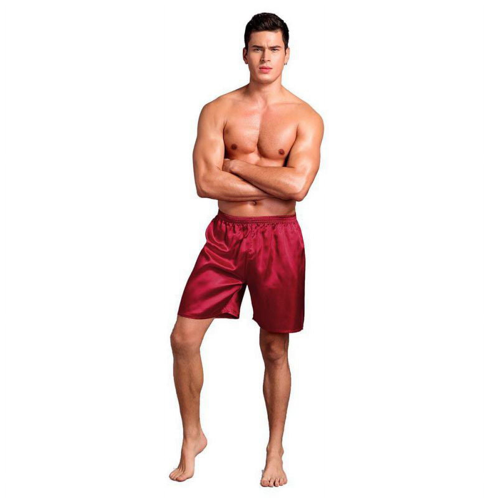 Mens Satin Boxer Shorts Silk Pajamas Shorts Sleepwear Boxers Underwear  Beach Shorts, Gray, L 