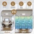 thumbnail image 5 of Turquoise Blue Teal Window Privacy Film, Chic Stained Glass Texture Aesthetic Static Cling UV Sun Blocking Heat Control Window Tint, Non-Adhesive One Way Windows Privacy Cover 23.6''x59'', 5 of 7
