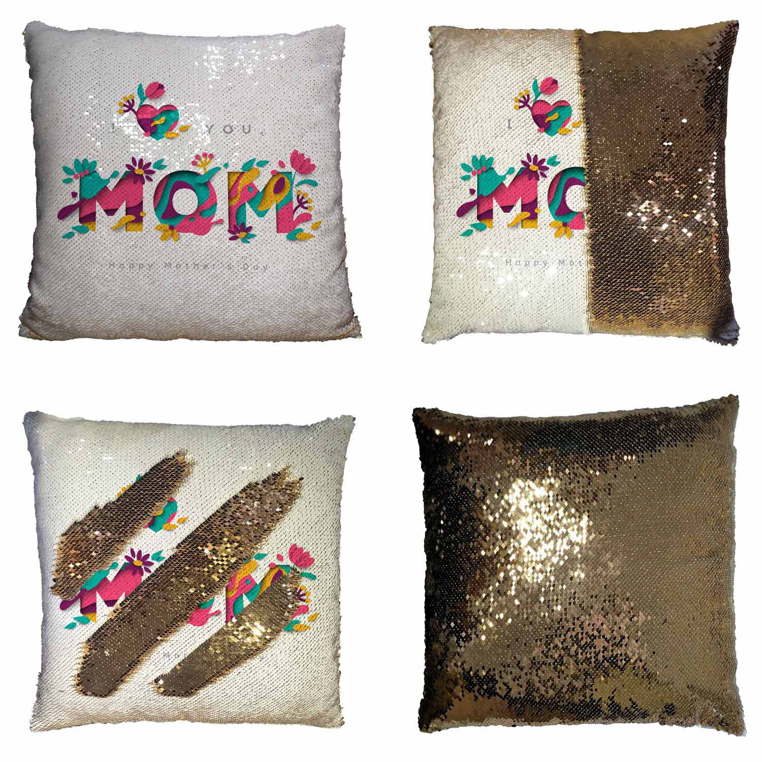 Personalised Baby Dinosaur & Mother Glitter Cushion Cover Pillow 
