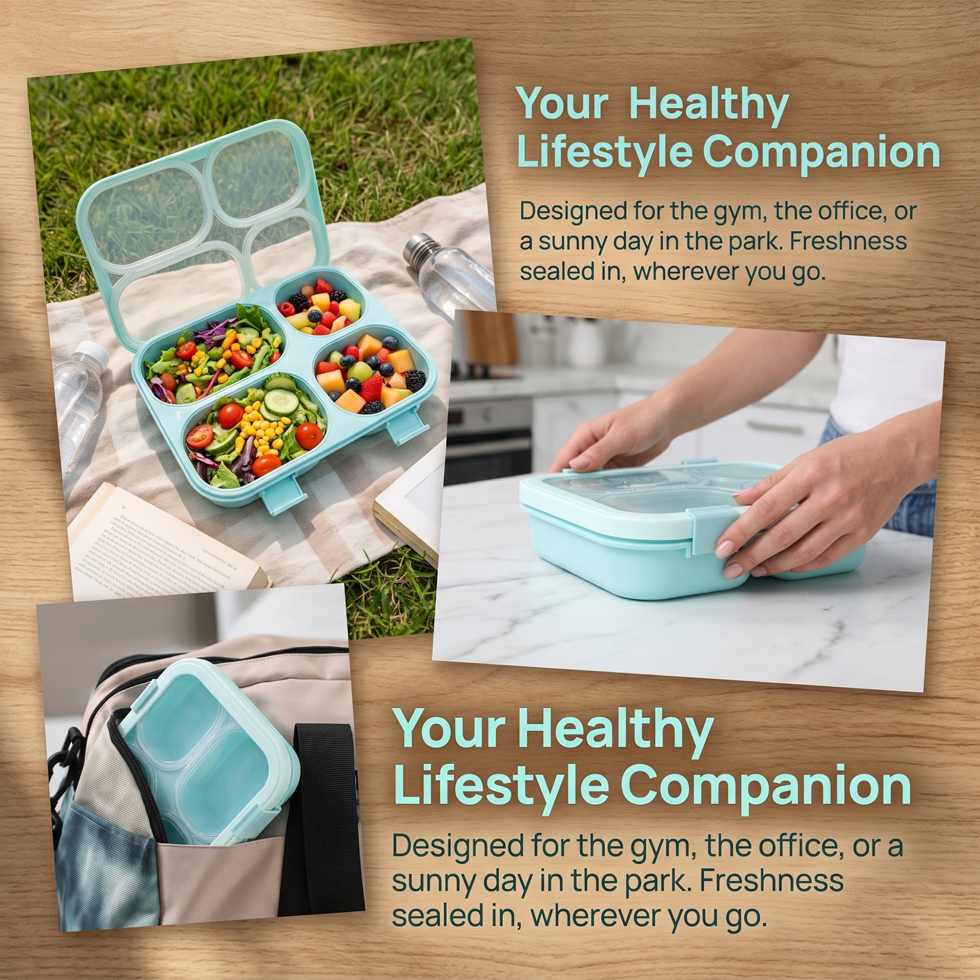 Unique Bargains Clear Lid Leak Resistant Meal Lunch Bento Box for Work Blue-2