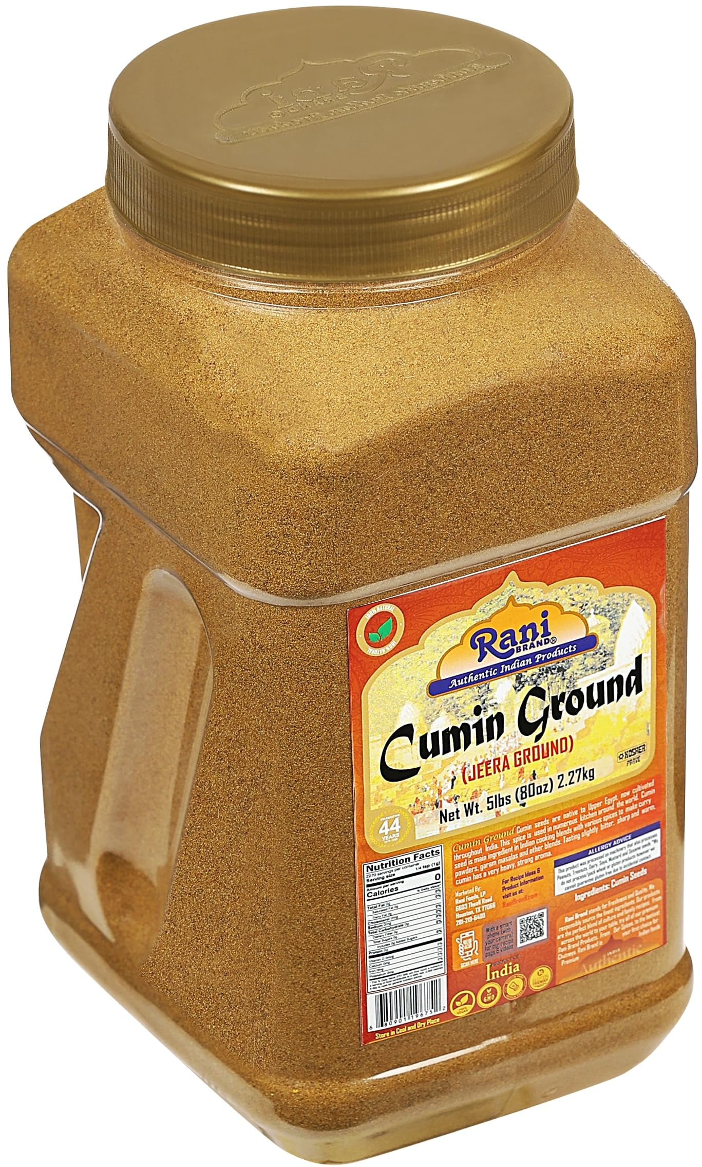 Rani Cumin Powder (Jeera) 80oz (5lbs) 2.27kg Bulk Jar ~ All Natural, Salt-Free | Vegan | Kosher