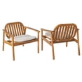 thumbnail image 4 of Olurrisa Outdoor Acacia Wood Club Chair Set of 2, Teak Finish with Beige Cushion, Modern Slatted Design for Patio Garden, 4 of 8