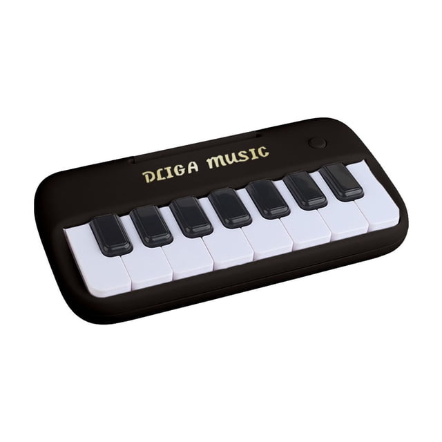 Kids Mini Piano Keyboard 15 Key With Colorful Lights And Music Notes For Beginners In Black 6.2X3.3X1.1 Inches Educational Toy Black