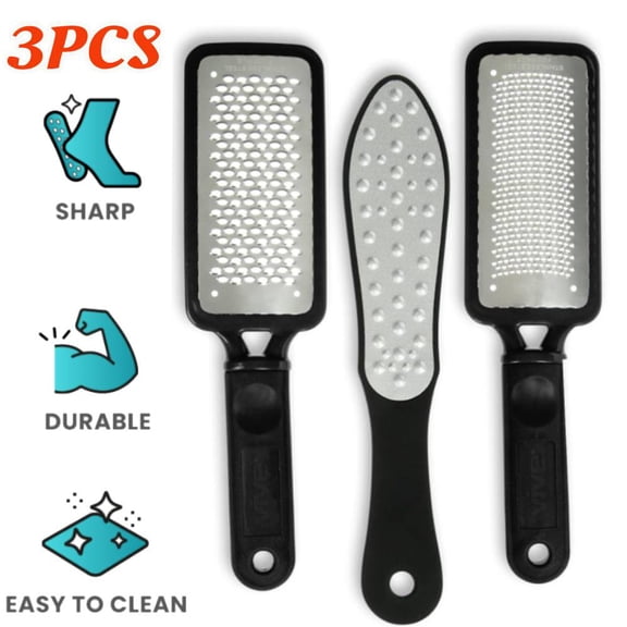 3 PACK Foot Graters, Stainless Steel Pedicure Tools for Feet, Foot File for Soft Smooth Fee, Wet & Dry Use