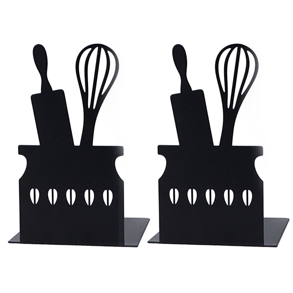 2Pcs Metal Bookends Kitchen Utensil Shaped Bookends Novelty Book Stands