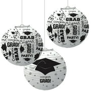 White Graduation Paper Lanterns (3 Count)
