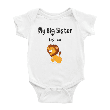 

My Big Sister Is A Lion Cute Baby Bodysuit Boy Girl