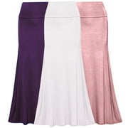 Free to Live - 3 Pack Women's Fold Over Flowy High Waist Maxi Skirts - Flare Style, Floor Length