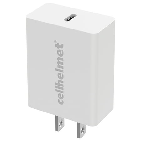 Cellhelmet - 20W Power Delivery Wall Plug with 3' Round Lightning to Type-C Cable - White