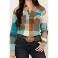 thumbnail image 3 of Shyanne Women's Plaid Print Long Sleeve Button-Down Western Shirt - SRSU24W48-CRML Medium  US, 3 of 4