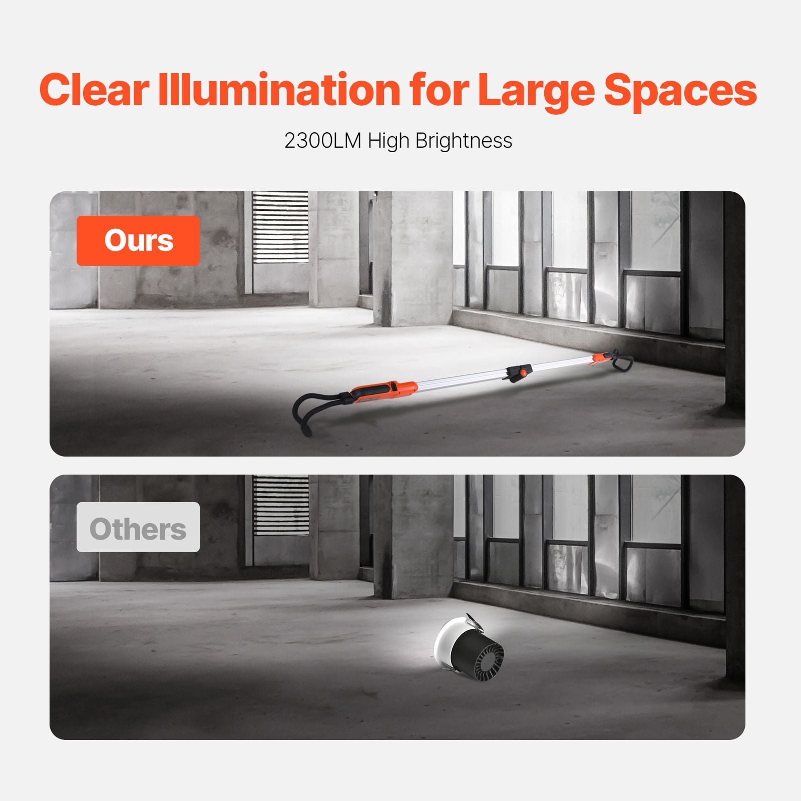 Under Hood Work Light 2300LM Retractable 51-74 Inch 6000mAh Battery 3 Brightness Levels for Car Repair Camping