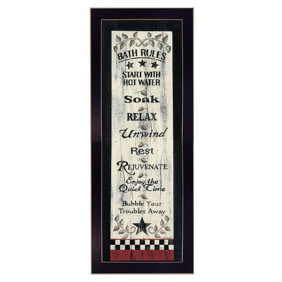 Bath Rules By Linda Spivey Printed Framed Wall Art Wood Multi-Color