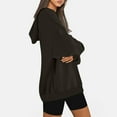 thumbnail image 4 of Kmdttou Women's Oversized Hoodies Fleece Sweatshirts Long Sleeve Casual Loose Solid Color Long Sleeved Round-neck Hooded Sweatshirt Tops on Clearance!, 4 of 6
