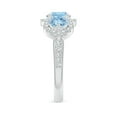 thumbnail image 2 of ANGARA Natural Floating Three Stone Aquamarine Ring with Diamond Halo in 14K White Gold for Women (Size-6mm) | March Birthstone, Anniversary, Jewelry Gift for Women | Natural Aquamarine Ring, 2 of 7