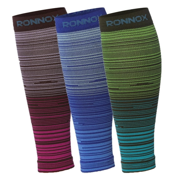 RONNOX Calf Compression Sleeve 3-Pairs (12-14 mmHg is Best Athletic & Medical for Women,Travel,Running,Nurses,Flight,Edema CP17-S