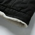 thumbnail image 4 of Lovskoo Men's Winter Medium-Length Lambswool Denim Jacket Padded Warm Jacket Casual Coat Black, 4 of 8