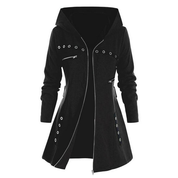 Fesfesfes Coat for Womens Warm Faux Coat Jacket Winter Zipper Solid Long Sleeve Outerwear On Sale