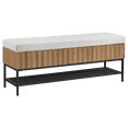 thumbnail image 1 of Bouclair White Fabric and Wood Storage Bench, 1 of 5