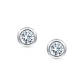 thumbnail image 2 of Bling Jewelry Womens Minimalist CZ Stud Earrings, Bezel Round Solitaire, Sterling Silver, 5-7 MM, 2 of 6