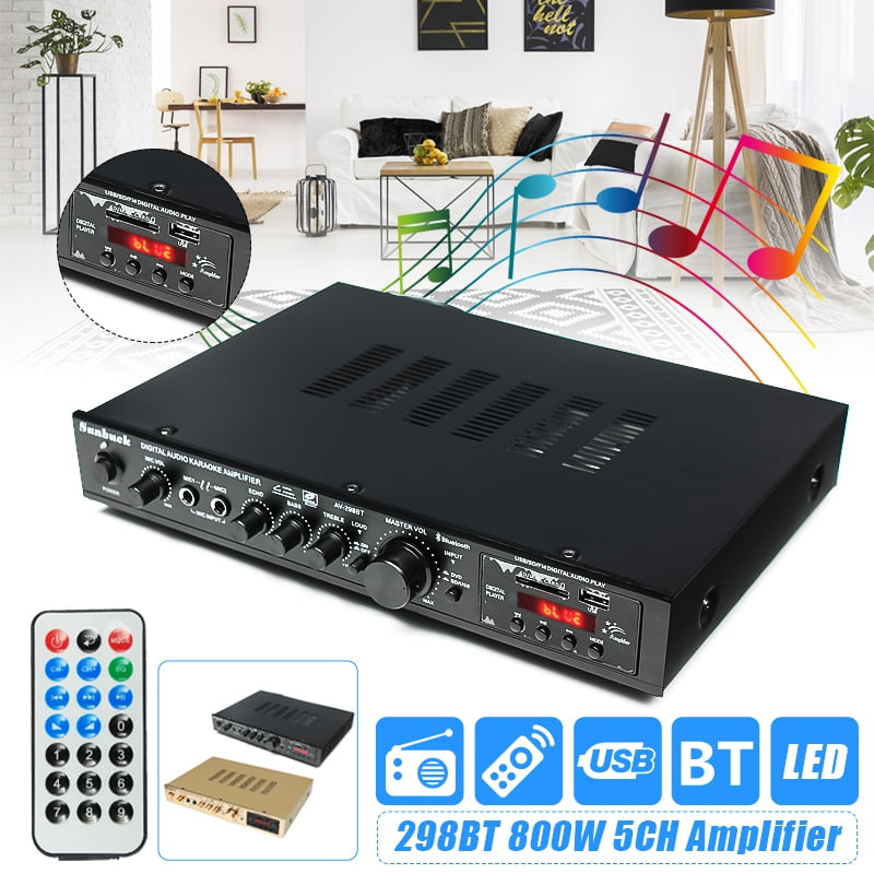 Home Stereo Amplifier Receiver, 1200W Audio Power Amplifier 5 Channel