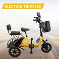 ARTUDATECH Foldable 3 Wheel Electric Tricycle 350W 48V Electric Trike with Front & Rear Basket for Men Women Senior Yellow UL2849