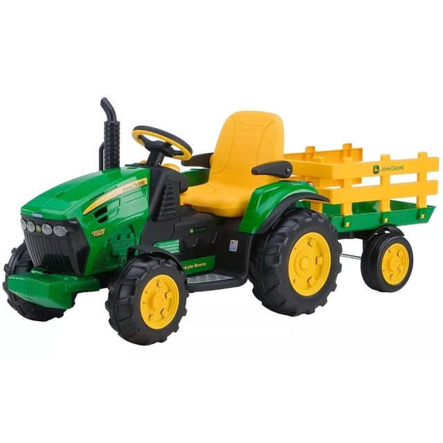 Tractor Electrico Montable John Deere con Remolque de Redilas Para Niños 3 a 7 Años