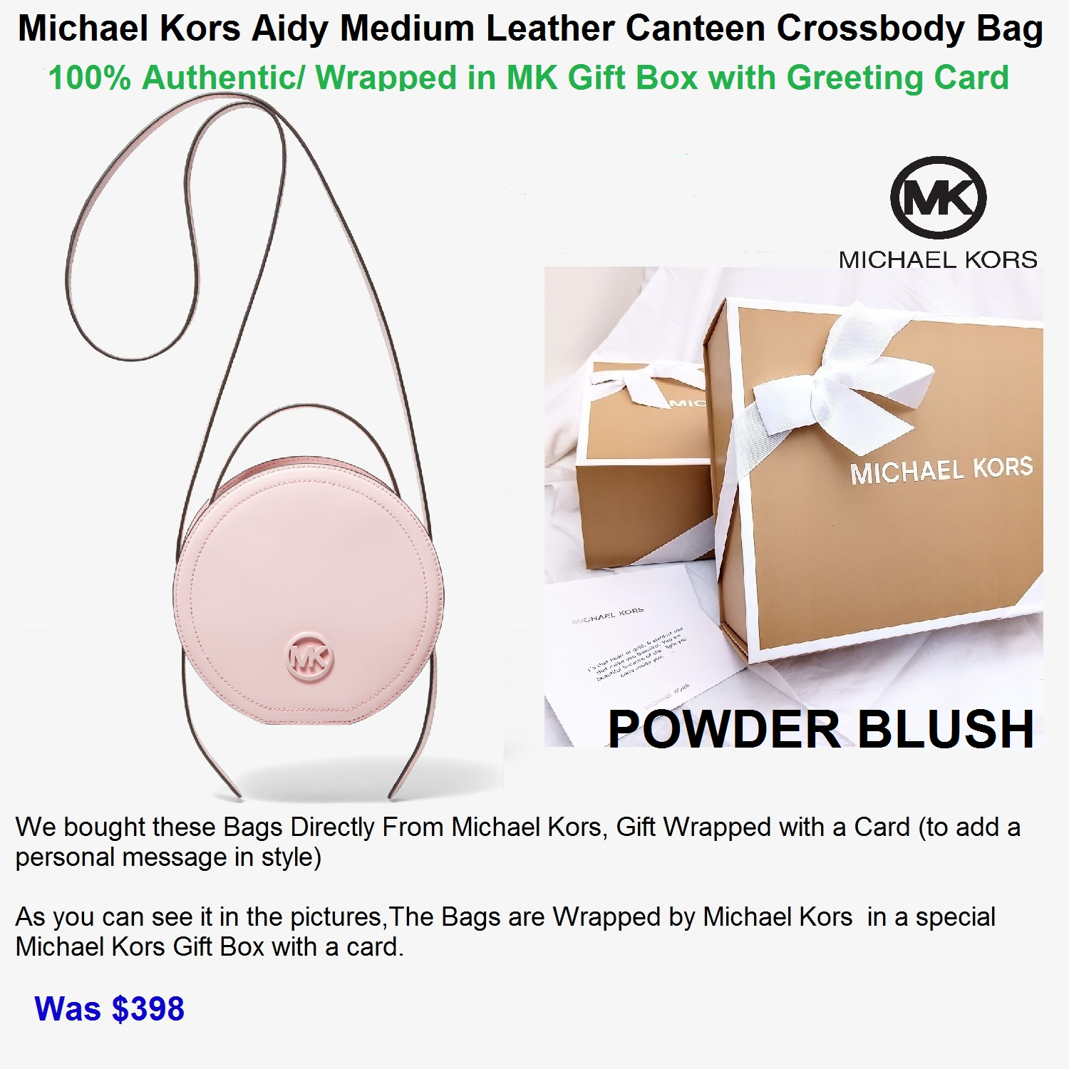 Michael Kors Aidy Medium Leather Canteen Crossbody Bag, Powder Blush