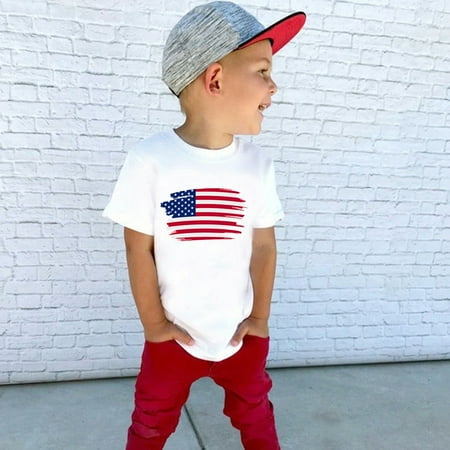 

Hunpta Toddler Kids Baby Girls Boys 4th Of July Summer Short Sleeve Independence Day T Shirt Tee American Flag Tops