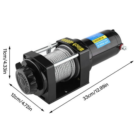 Oversea 4000lb Electric WINCH 12V 15m Steel Cable Winch for Car Quad Bike Auto ATV Trailer