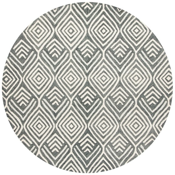 SAFAVIEH Blossom Anthony Geometric Wool Area Rug, Ivory/Grey, 6' x 6' Round