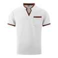 thumbnail image 4 of Ulitacool Mens T Shirts Plaid Pattern Shirt With Pocket Short Sleeve Tops Simple Clothes White, 4 of 5