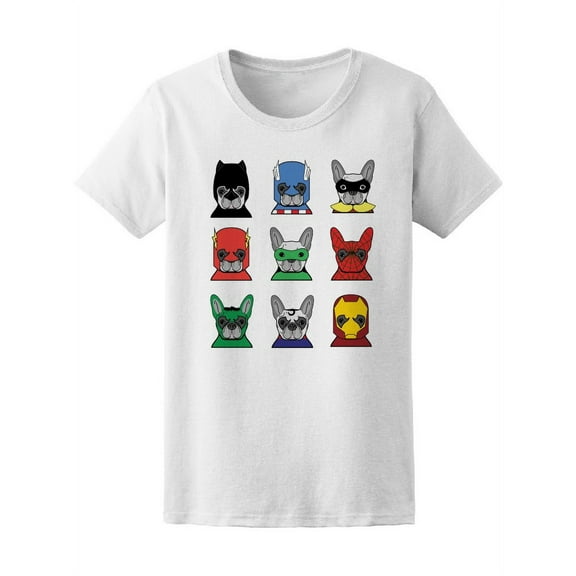 French Bulldog Cute Superheroes T-Shirt Women -Image by Shutterstock, Female x-Large