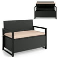 thumbnail image 1 of Gymax Banc de Rangement pour Patio en Osier Causeuse avec Rangement Intégré et Long Coussin de Siège Extérieur Beige, 1 of 7